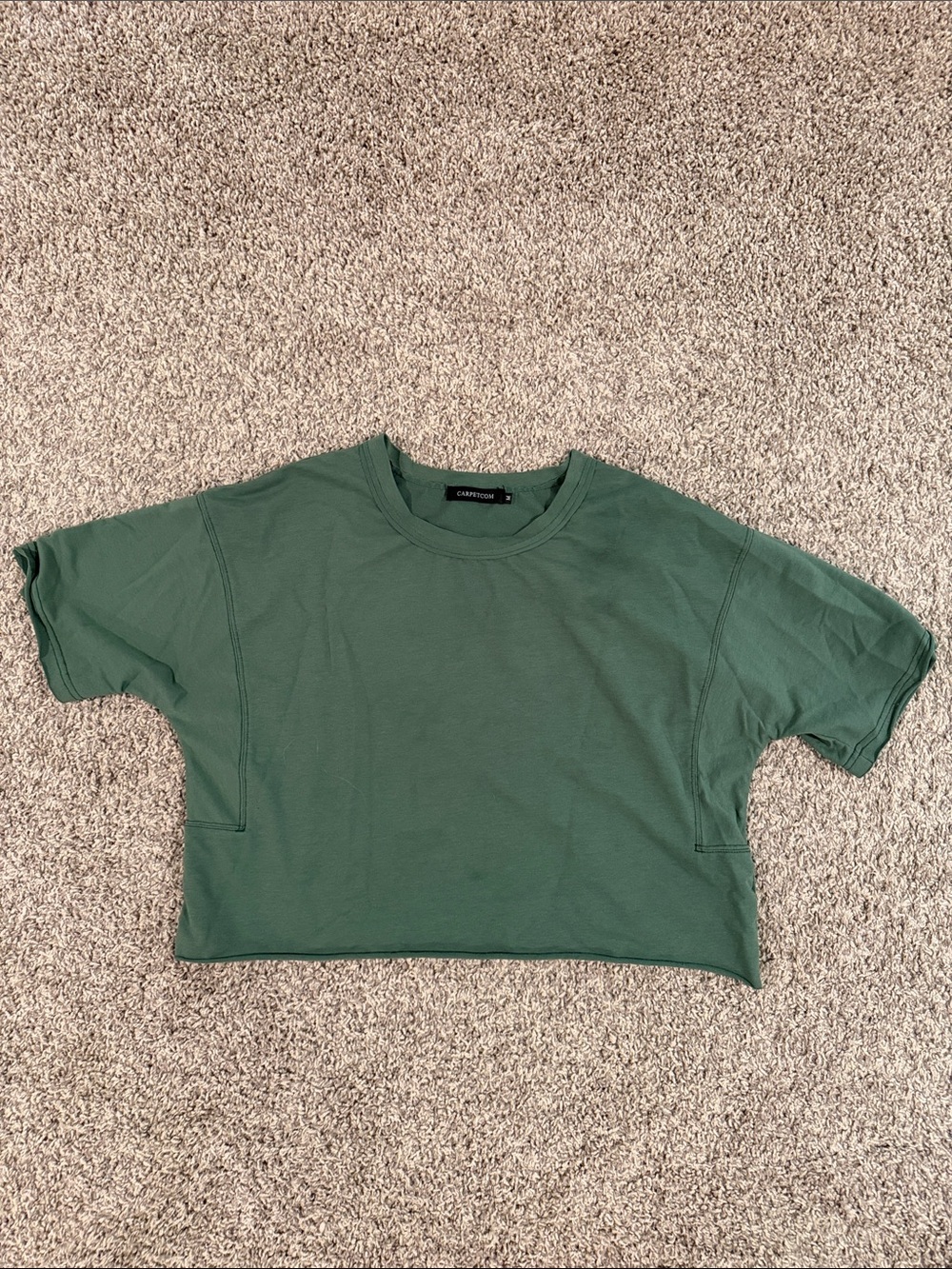 Crop Crewneck Top in Forest Green